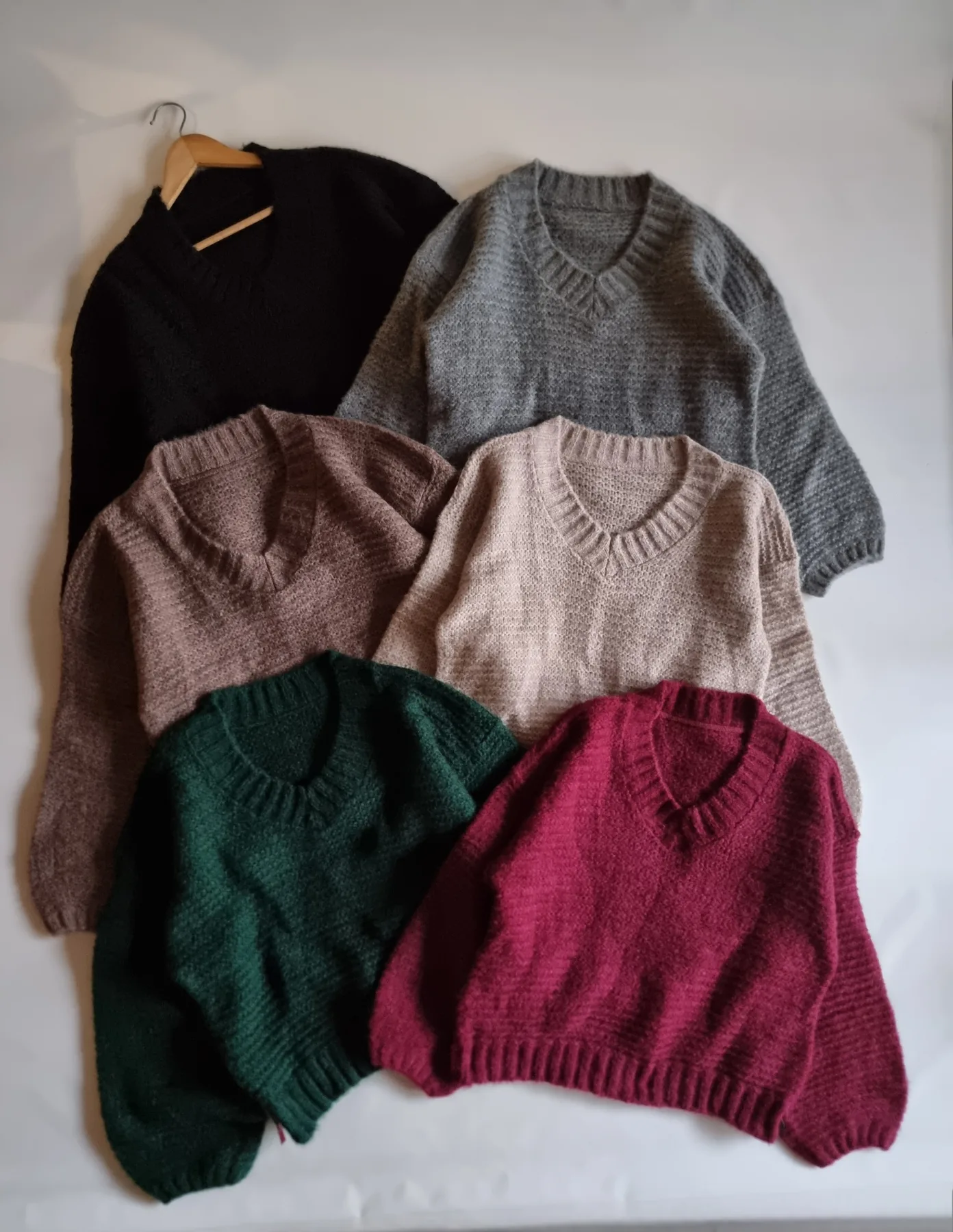 Sweater cuello V manga globo