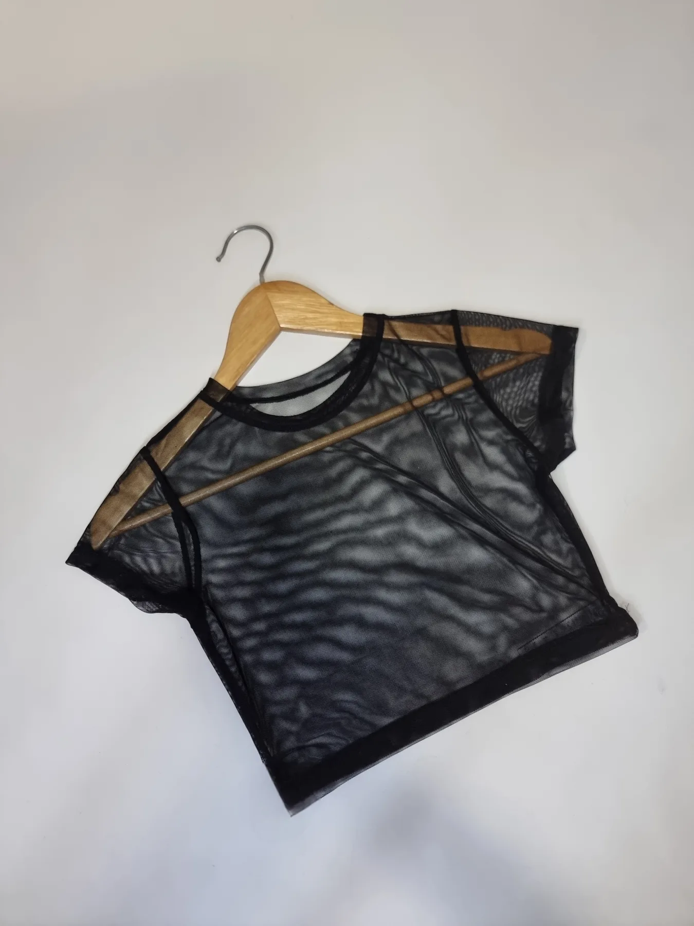 TOP CROP TUL MANGA CORTA