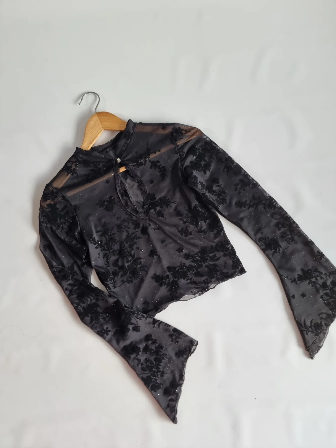 TOP TUL ESTAMPADO CUELLO MAO MANGA OXFOR
